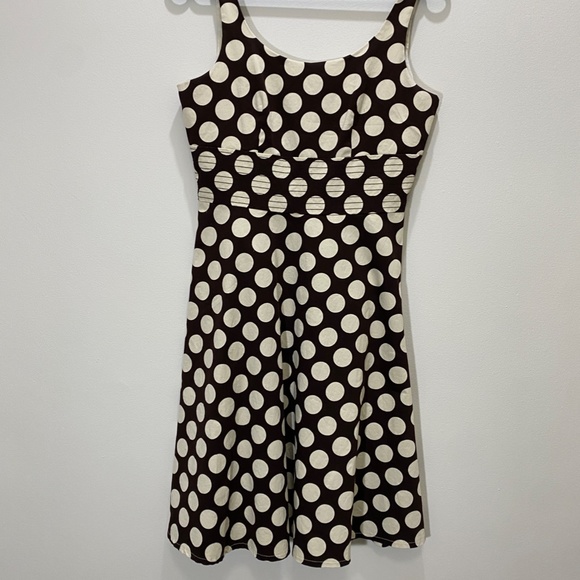 HOST PICK Vintage Laura Petites Brown and White Polka Dot Cocktail Dress - Picture 4 of 7